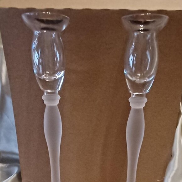 NIB Vintage Mikasa Ballet Frost Crystal Candle Holders - Picture 2 of 6